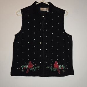 Baxter Wells Cardinal Christmas Vest Courderouy Size Medium Petite